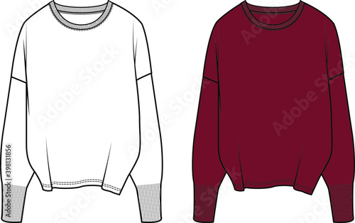 flat sketch vector sweater design.