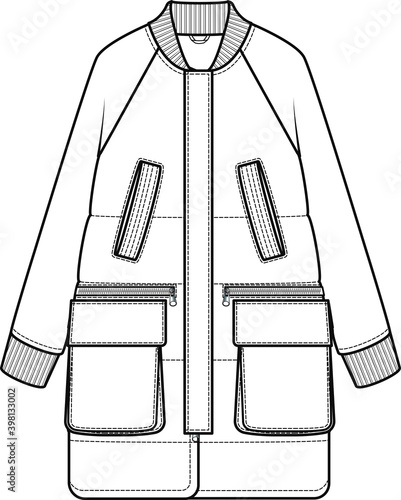 flat sketch vector coat design.