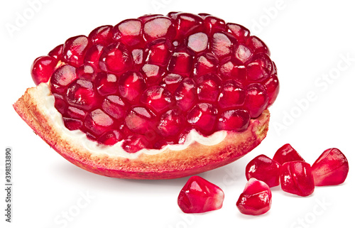 pomegranate fruit with seeds isolated on a white background. clipping path