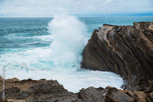 Agitaded sea with big waves photo