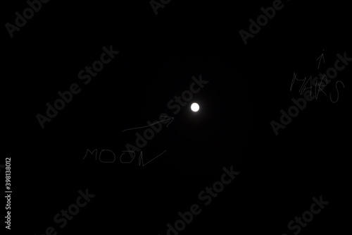 Fotografie Star objects moon and mars on a black background of space