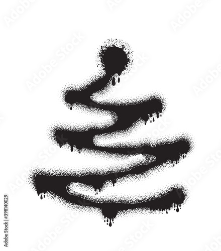 Graffiti Christmas tree vector icon, new year tree shape