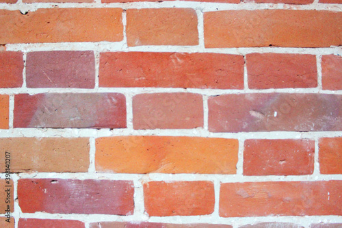 Abstract red brick wall texture depicting in paint colors on an old brick wall. red brick wall background pattern. Painted brick wall in red empty space for your design