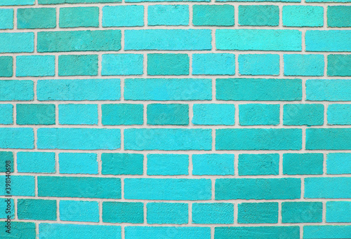 Abstract blue brick wall texture depicting in paint colors on an old brick wall. blue brick wall background pattern. 