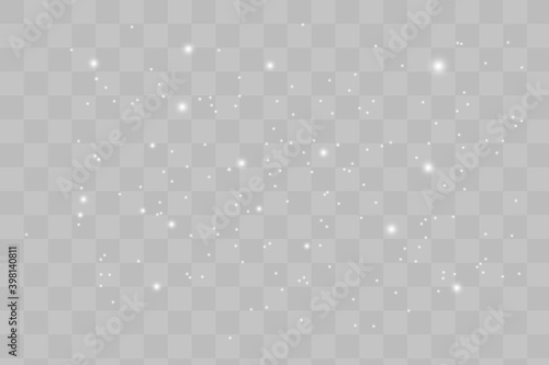 White sparks glitter special light effect. Vector sparkles on transparent background. Christmas abstract pattern. Sparkling magic dust particles