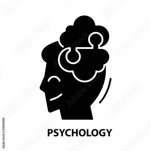 psychology symbol icon, black vector sign with editable strokes, concept illustration