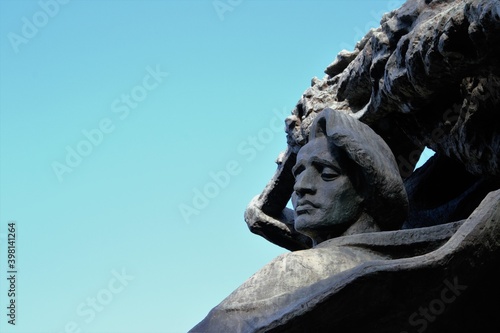 Warsaw, Poland. Frederic Chopin monument. Large, bronze statue of Frederic Chopin located in the upper part of Warsaw's Royal Baths. Autumn time