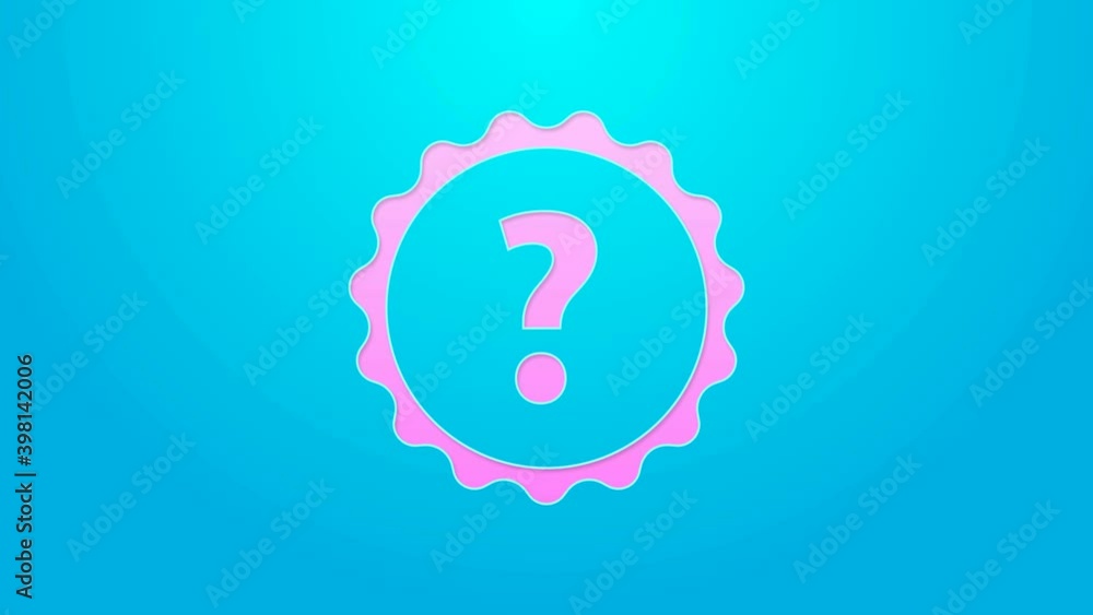 Pink line Question mark icon isolated on blue background. FAQ sign. Copy files, chat speech bubble and chart. 4K Video motion graphic animation Pink line Question mark icon isolated on blue background. FAQ sign. Copy files, chat speech bubble and chart. 4K Video motion graphic animation