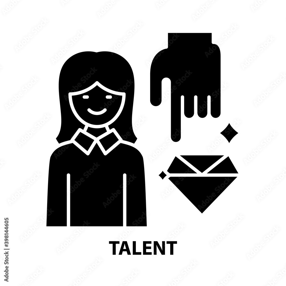 talent icon, black vector sign with editable strokes, concept illustration talent icon, black vector sign with editable strokes, concept illustration