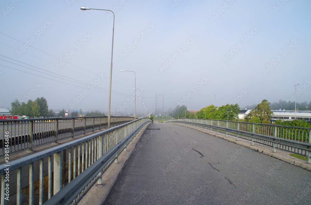 road in the morning fog