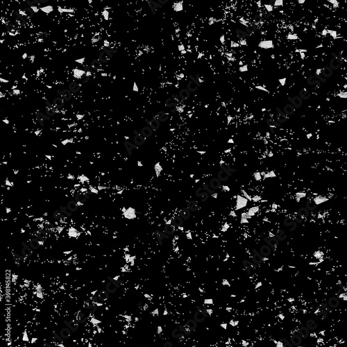 white silver terrazzo glitter flakes seamless pattern abstract black background and texture backdrop