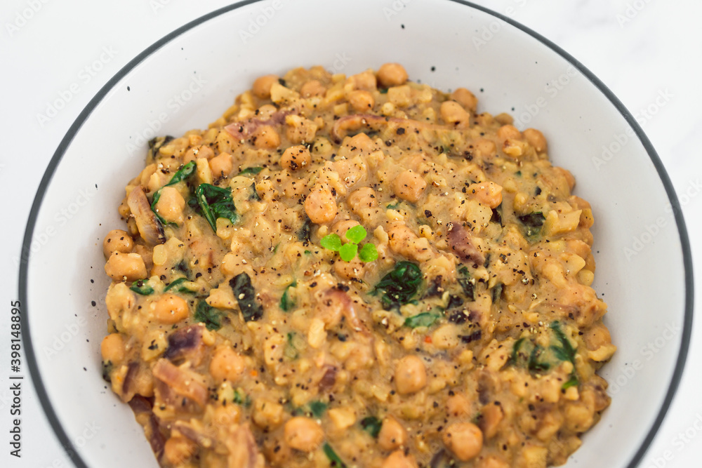plant-based food, vegan chickpea potato and spinach curry plant-based food, vegan chickpea potato and spinach curry