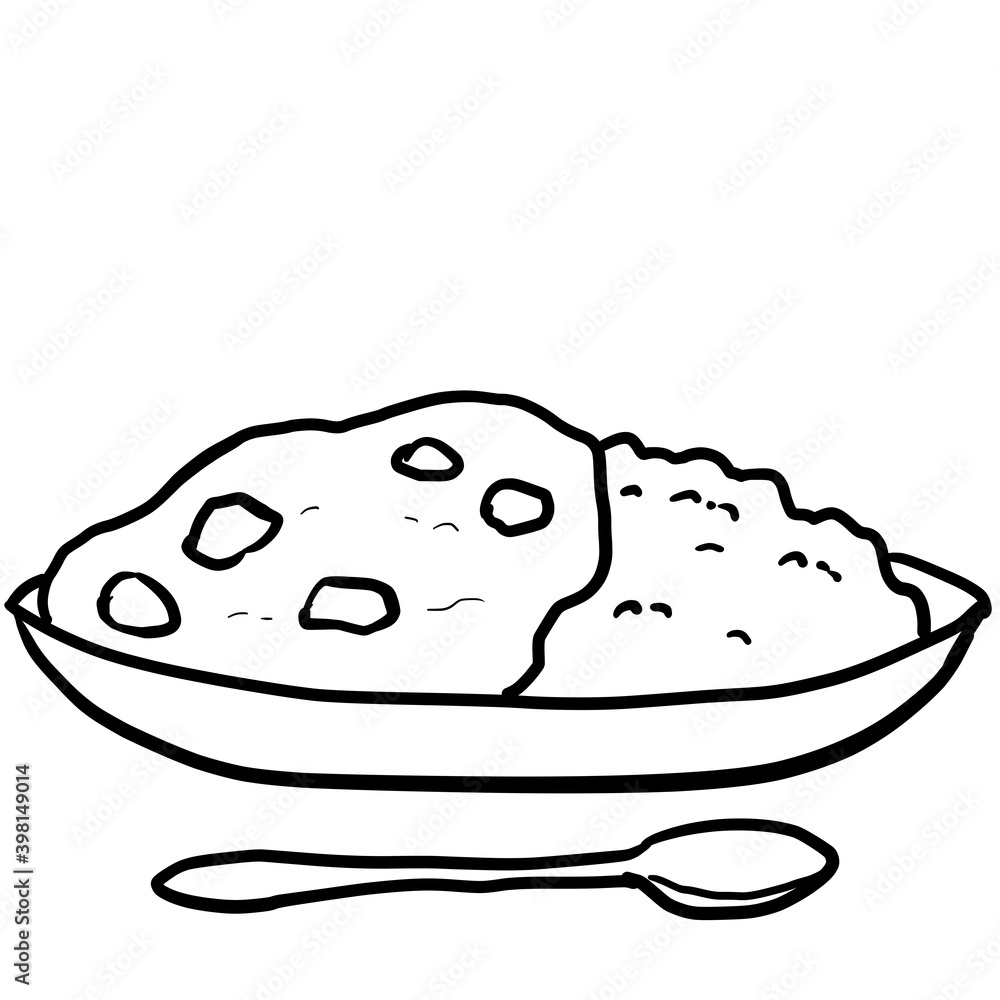 Simple curry line art illustration Simple curry line art illustration