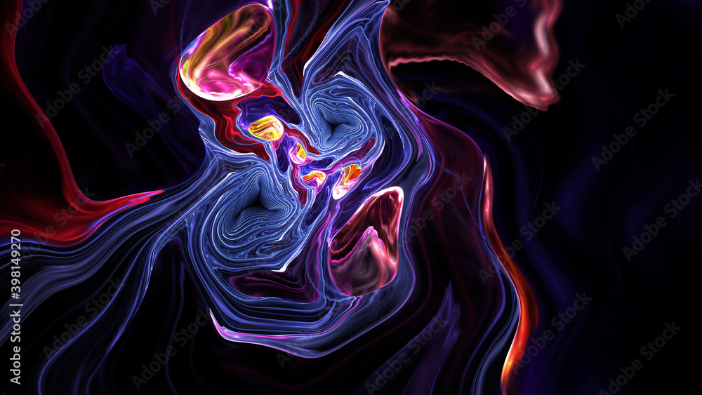 Obraz premium 3D illustration of abstract fractal for creative design looks like liquefied pearl.