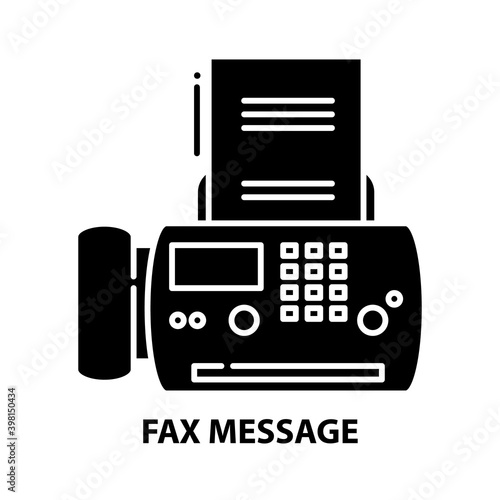 fax message icon, black vector sign with editable strokes, concept illustration