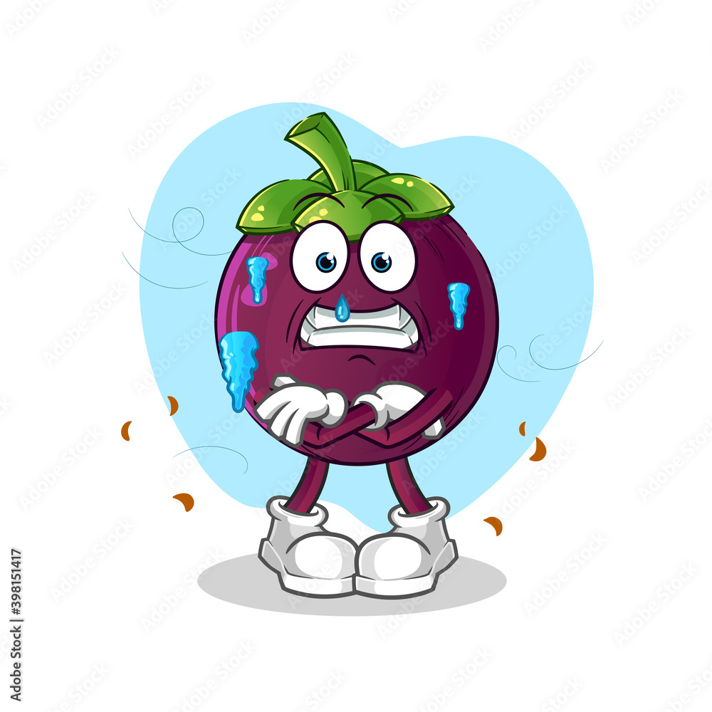 Obraz premium mangosteen cold illustration. character vector