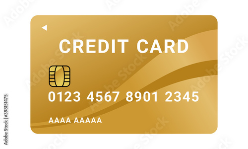 キャッシュレスで決済ができる金色のクレジットカードのイラスト。