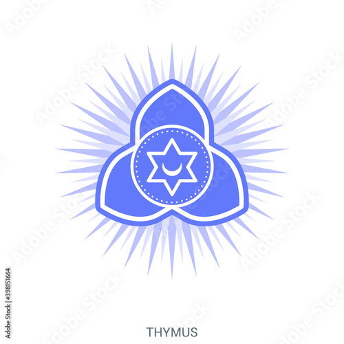 Thymus chakra. Energy center of human body. Ayurveda, yoga, esoterics symbol.