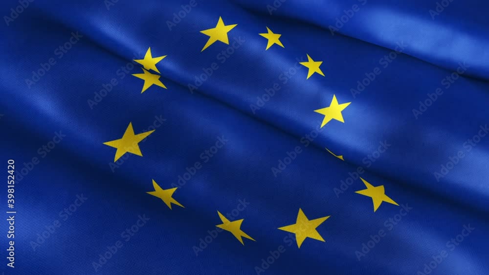 Europe National Flag Country Banner Waving 3D Loop Animation. Europe National Flag Country Banner Waving 3D Loop Animation.