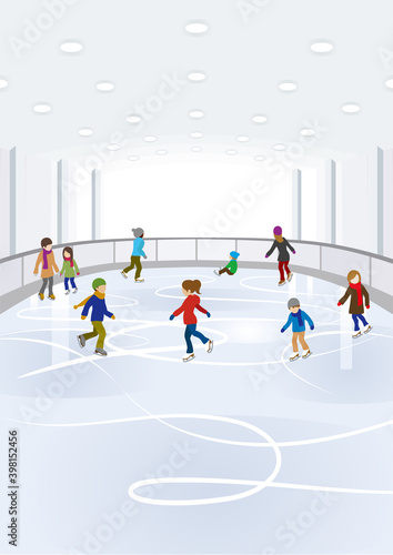 People enjoying ice skate in the indoor ice rink