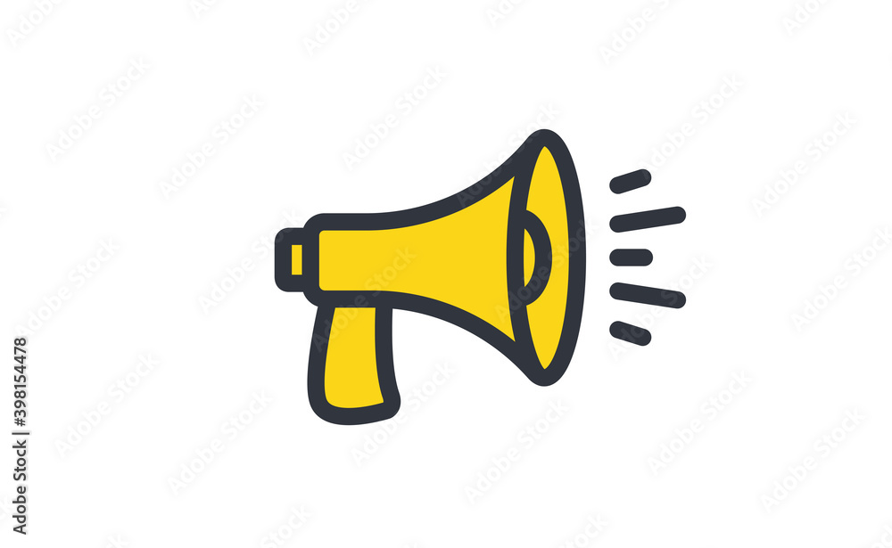 Megaphone icon. Loudspeaker linear vector illustration. Speech and announcement symbol.