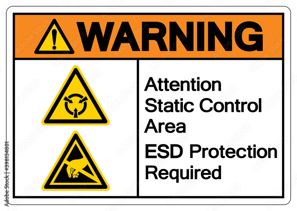 Fototapeta premium Warning Attention Static Control Area ESD Protection Required Symbol Sign, Vector Illustration, Isolated On White Background Label .EPS10