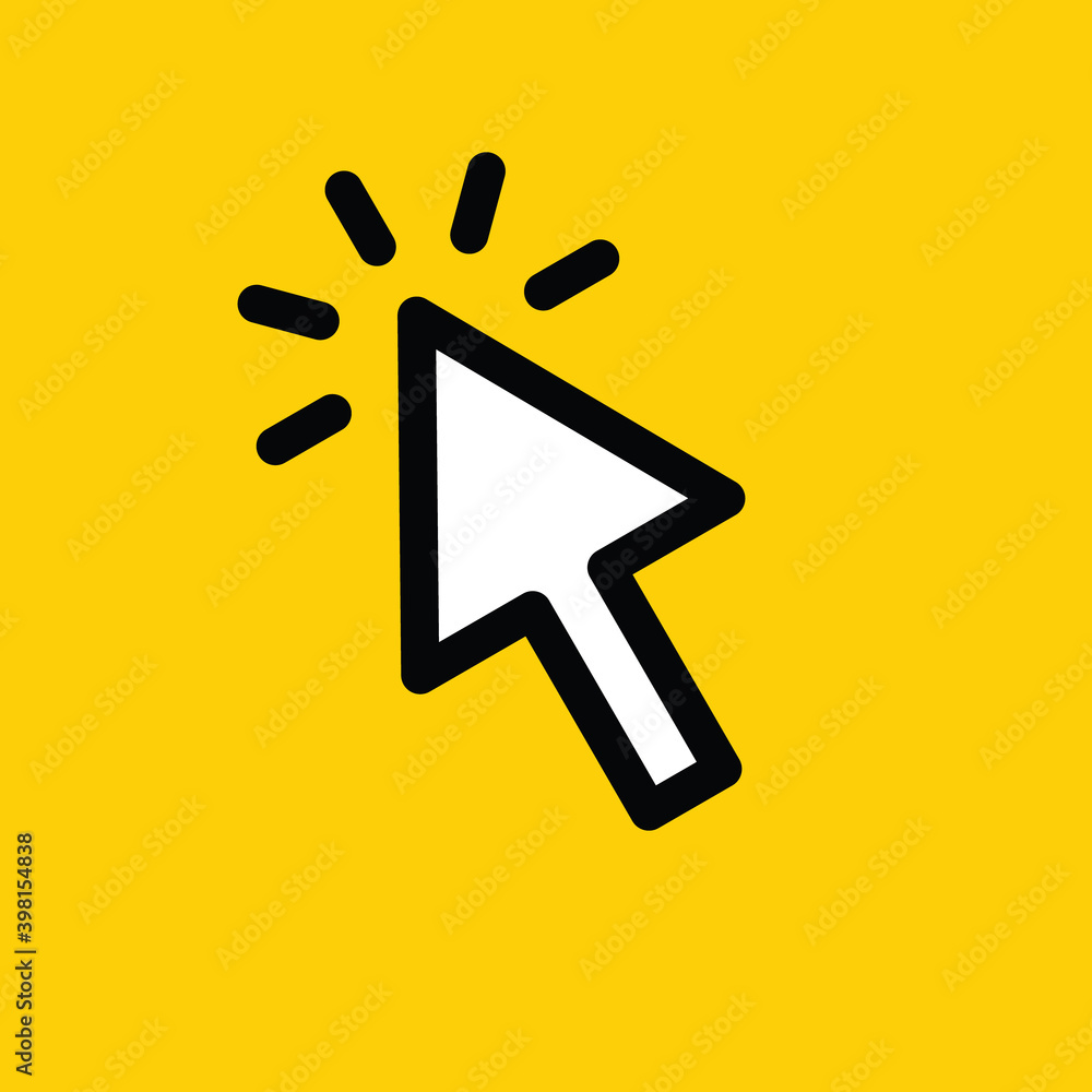 Click vector icon. Clicking arrow symbol, mouse pointer. Click vector icon. Clicking arrow symbol, mouse pointer.