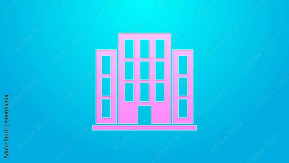 Pink line House icon isolated on blue background. Home symbol. 4K Video motion graphic animation Pink line House icon isolated on blue background. Home symbol. 4K Video motion graphic animation