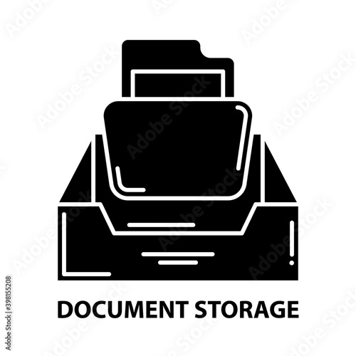 document storage icon, black vector sign with editable strokes, concept illustration