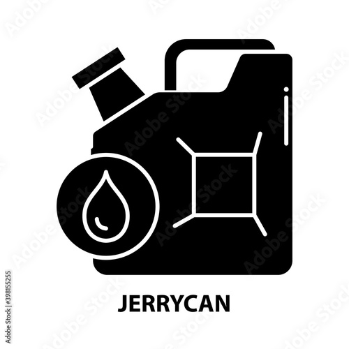 jerrycan icon, black vector sign with editable strokes, concept illustration