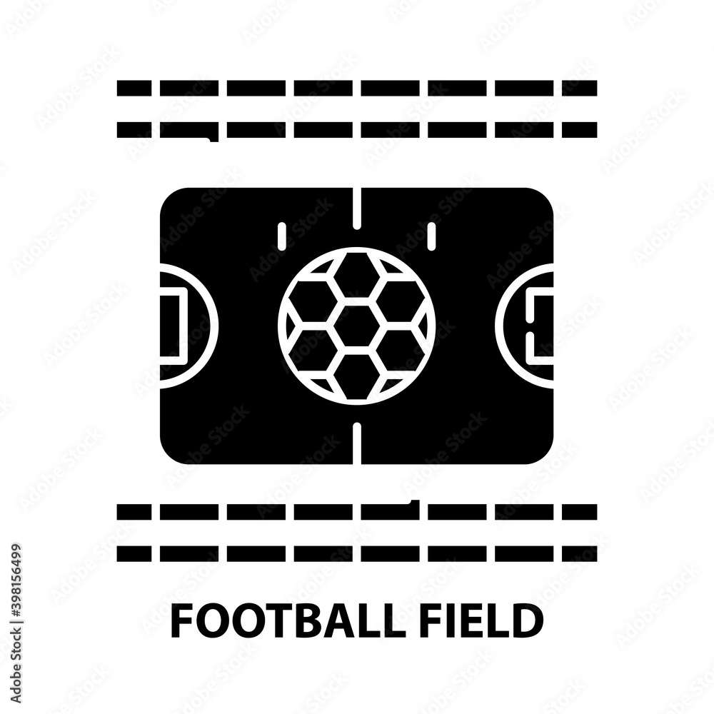 football field icon, black vector sign with editable strokes, concept illustration football field icon, black vector sign with editable strokes, concept illustration