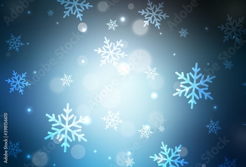 Dark BLUE vector background in Xmas style.