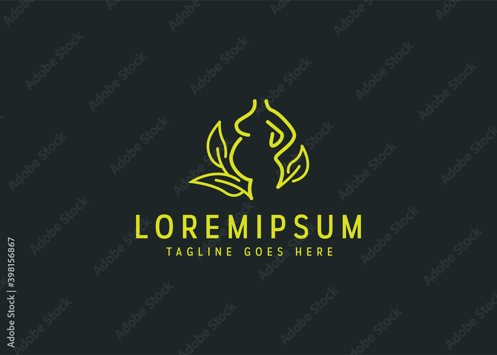 Obraz premium Pregnancy icon design. illustration of natural care for pregnancy. Vintage logo design with line art icon style.