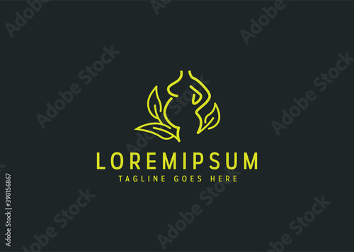 Pregnancy icon design. illustration of natural care for pregnancy. Vintage logo design with line art icon style.