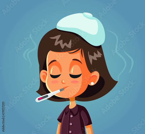 Girl Feeling Sick Having Shivering with Fever