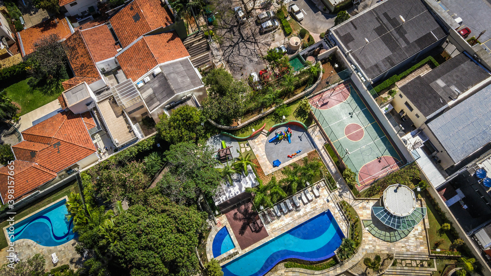 Aerial view of Brazilian neighborhood  in Sao Paulo