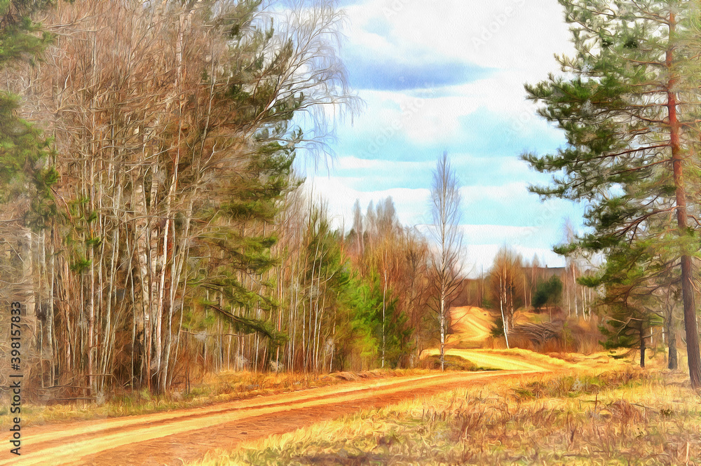 Fototapeta premium Beautifull forest with dirt road