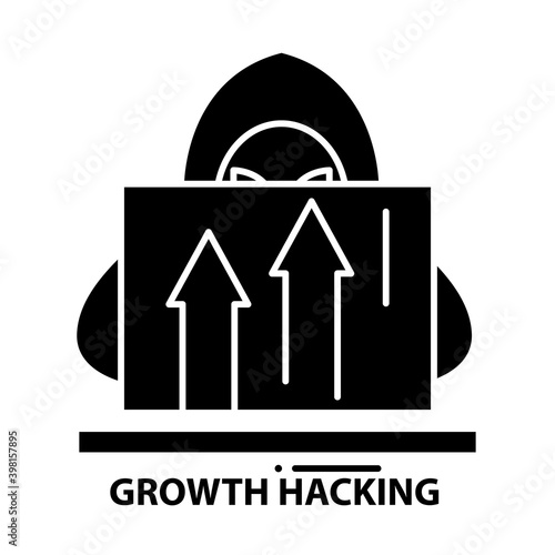 growth hacking icon, black vector sign with editable strokes, concept illustration
