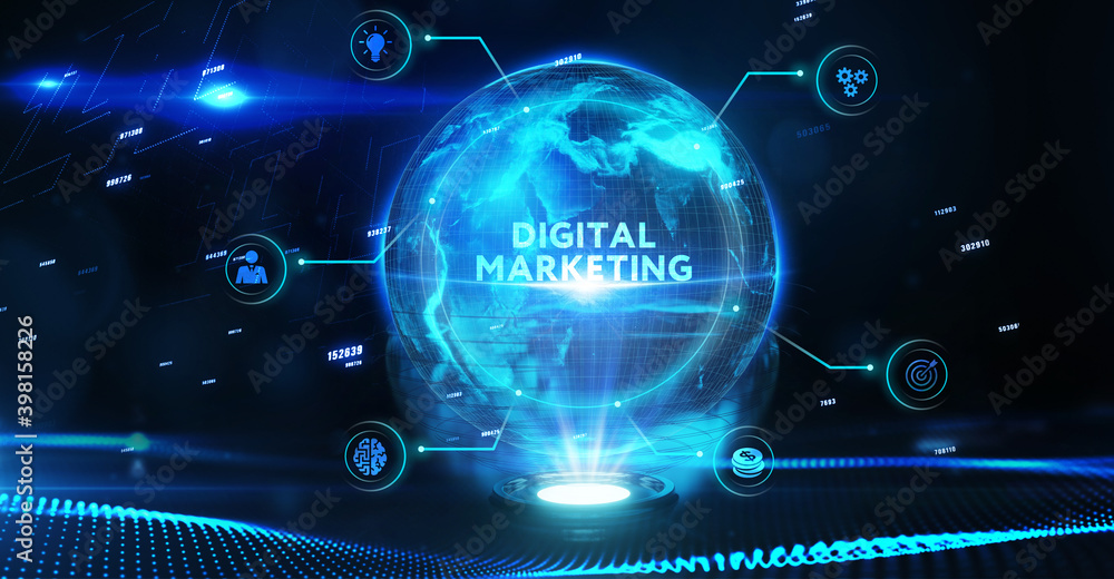 Fototapeta premium Business, Technology, Internet and network concept. Digital Marketing content planning advertising strategy concept.