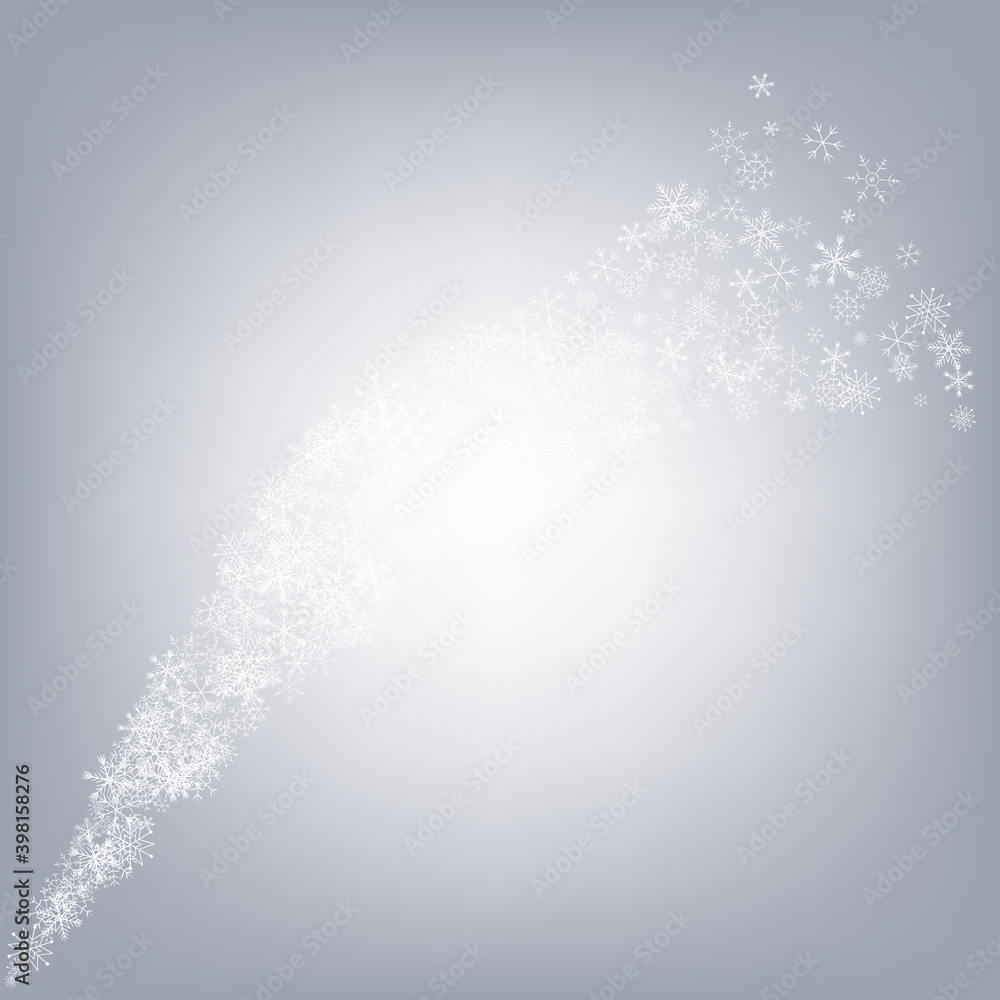 Silver Snowflake Vector Gray Background. Light Silver Snowflake Vector Gray Background. Light