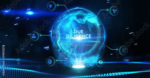Business, Technology, Internet and network concept. virtual screen of the future and sees the inscription: Due diligence