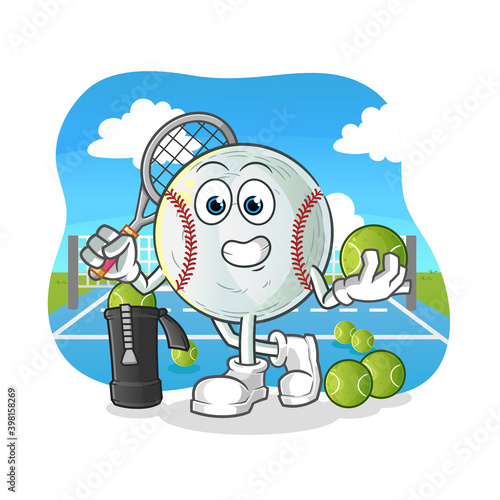 baseball plays tennis illustration. character vector