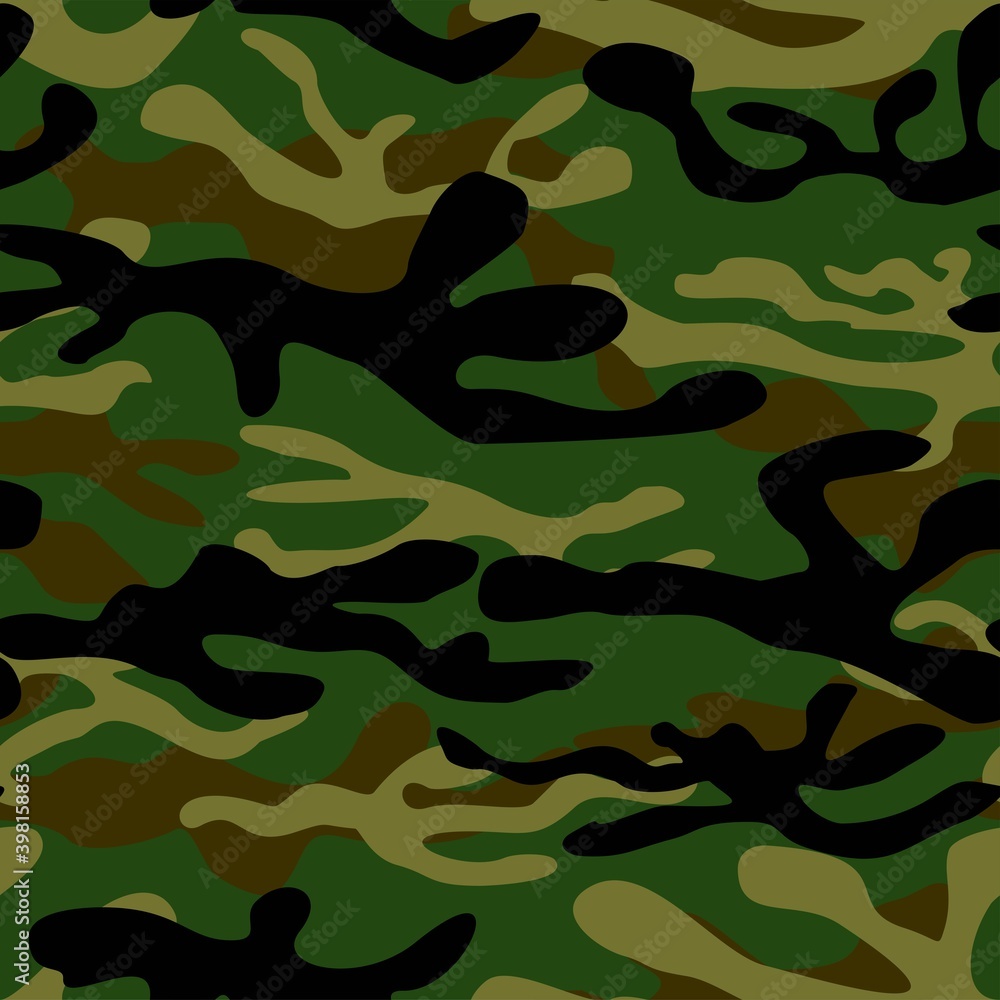 Camouflage seamless pattern on fabric on paper. Print vector Camouflage seamless pattern on fabric on paper. Print vector