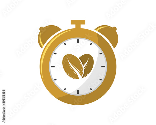 Coffee beans inside the clock logo