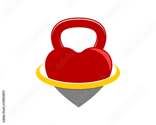Gym kettle bell with love shape logo
