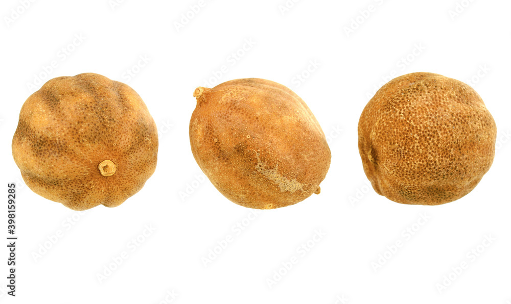 Oriental Whole Dried Lemon. Isolated on White. Oriental Whole Dried Lemon. Isolated on White.