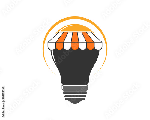 Combination market store with light bulb logo