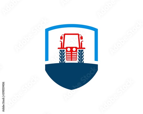 Simple shield with modern farm tractor inside