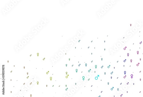 Light multicolor, rainbow vector pattern with gender elements.