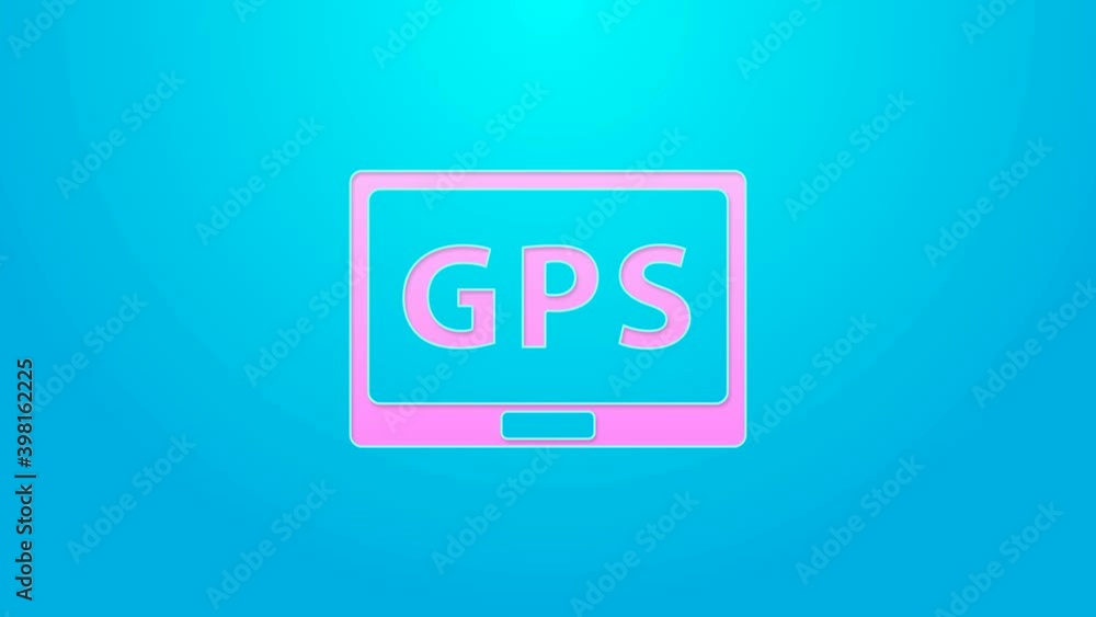 Pink line Gps device with map icon isolated on blue background. 4K Video motion graphic animation Pink line Gps device with map icon isolated on blue background. 4K Video motion graphic animation